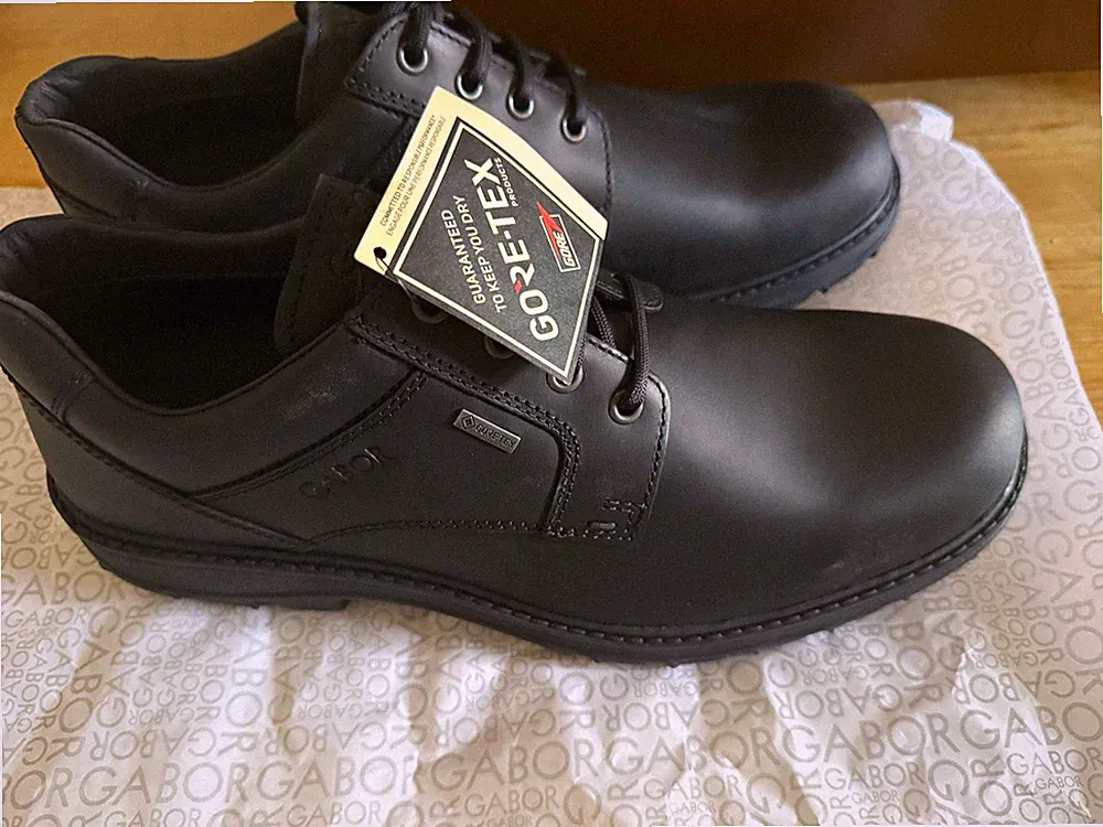 Gabor Herren Halbschuhe Leder GORE-TEX Schnürung Schwarz EU 46