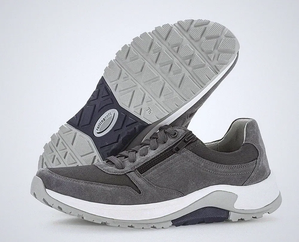 Gabor Men Pius Halbschuh Grau Nubukleder Sneaker Reißverschluss 8000 14 17