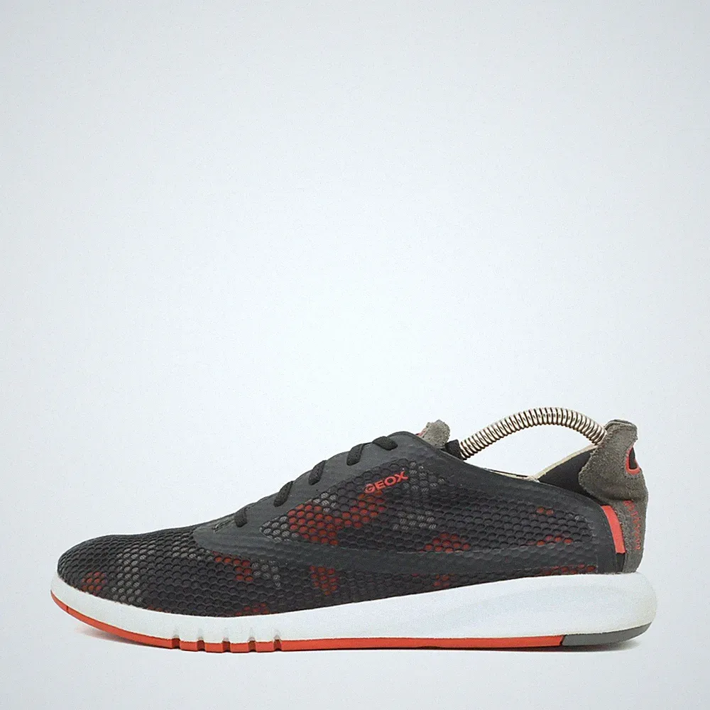 Geox Herren Respira Sneaker Schwarz Rot Mesh Atmungsaktiv Laufschuh EU 40