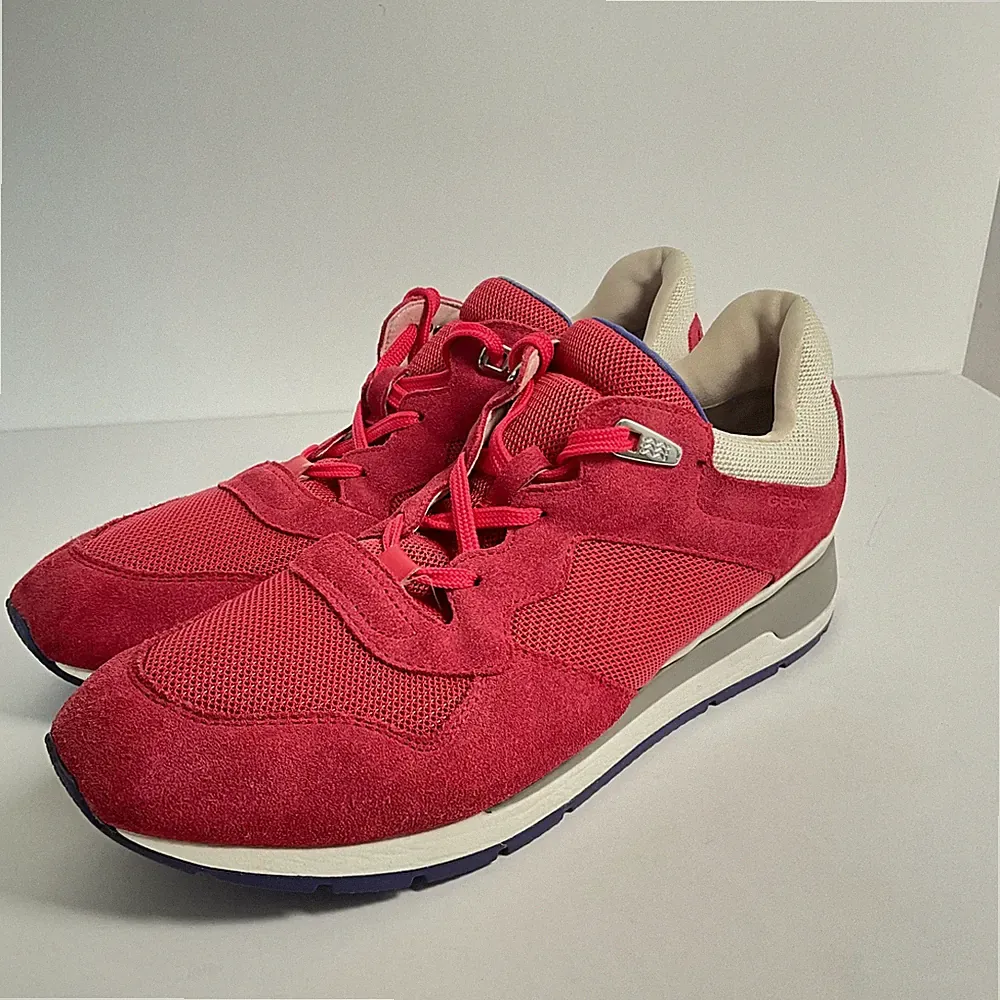 Geox Respira Red Suede Mesh Trainers Sneaker Schuhe Gr. UK 7,5 EUR 41,5⁠