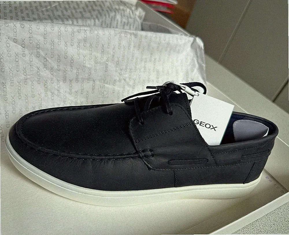 Geox U Avola B Herren Bootschuhe Segelschuh Leder Schnürung Blau EU 43