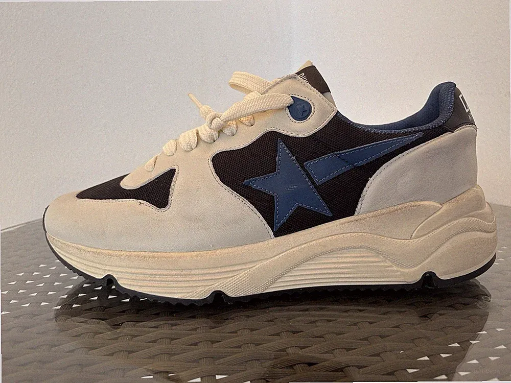 Golden Goose Running Herren Sneaker EU 42 Weiß/Blau/Schwarz Stern Schnürer