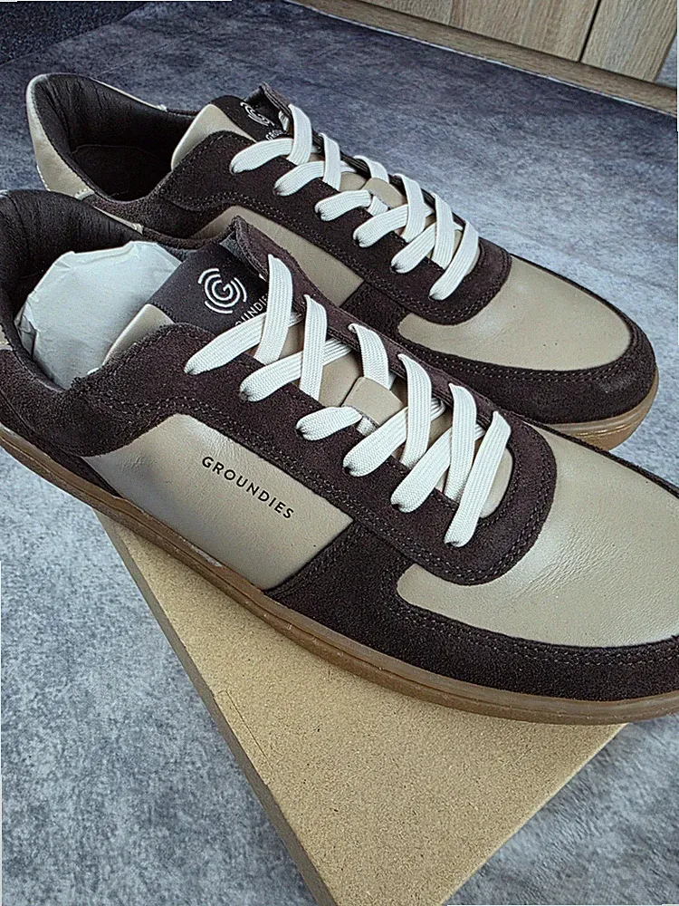 GROUNDIES Hamptons 2.0 Barfußschuhe Herren Echtleder Sneaker Braun Neu Gr 42 44