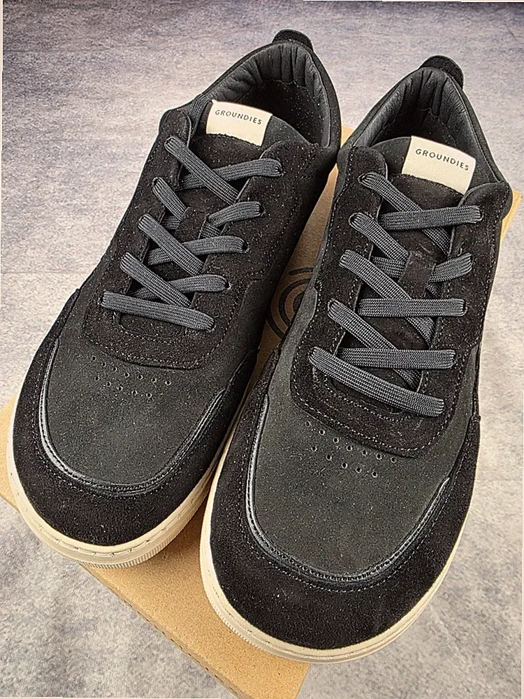 GROUNDIES Zurich Herren Barfußschuhe Echtleder Sneaker Schwarz Neu Gr. 42 43 44
