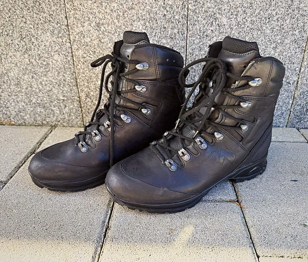 HAIX BW Herren Wanderschuhe Schnürstiefel Leder Schwarz EUR 44