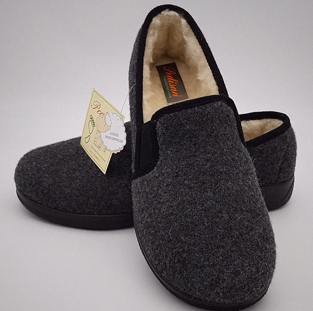 Hausschuhe Hüttenschuhe Schurwolle seitlicher Gummizug bequeme Schlupfer 40-47