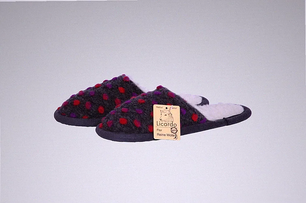 Heimschuhe mit Sohle Wolle Noppen anthrazit (42/43)