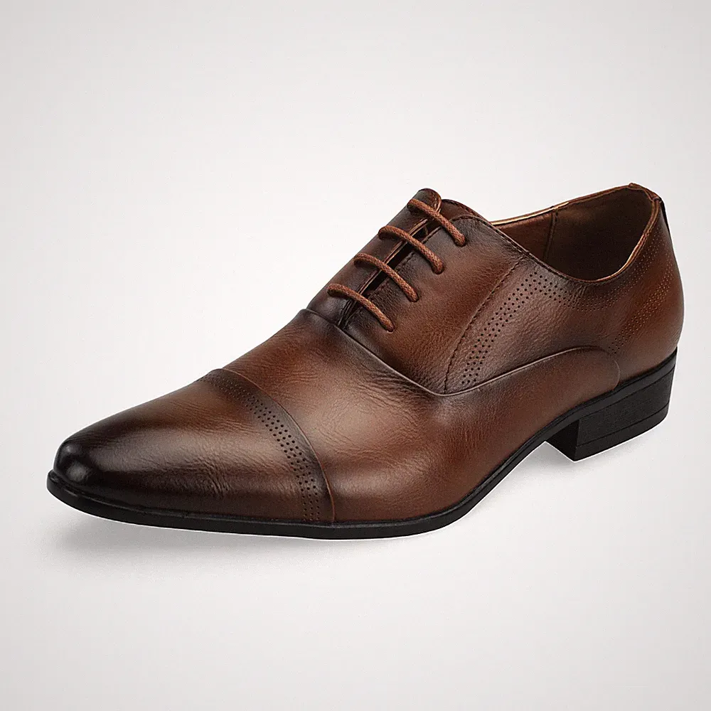 Herren Business Schuhe Halbschuhe Anzugschuh Schnürer Derby Elegant Cognac 45 46