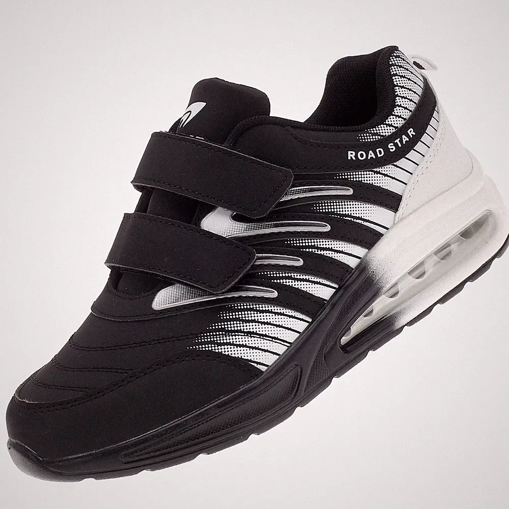 Herren Damen Sneaker Klettschuhe Sportschuhe Turnschuhe Laufschuhe Schwarz Weiss