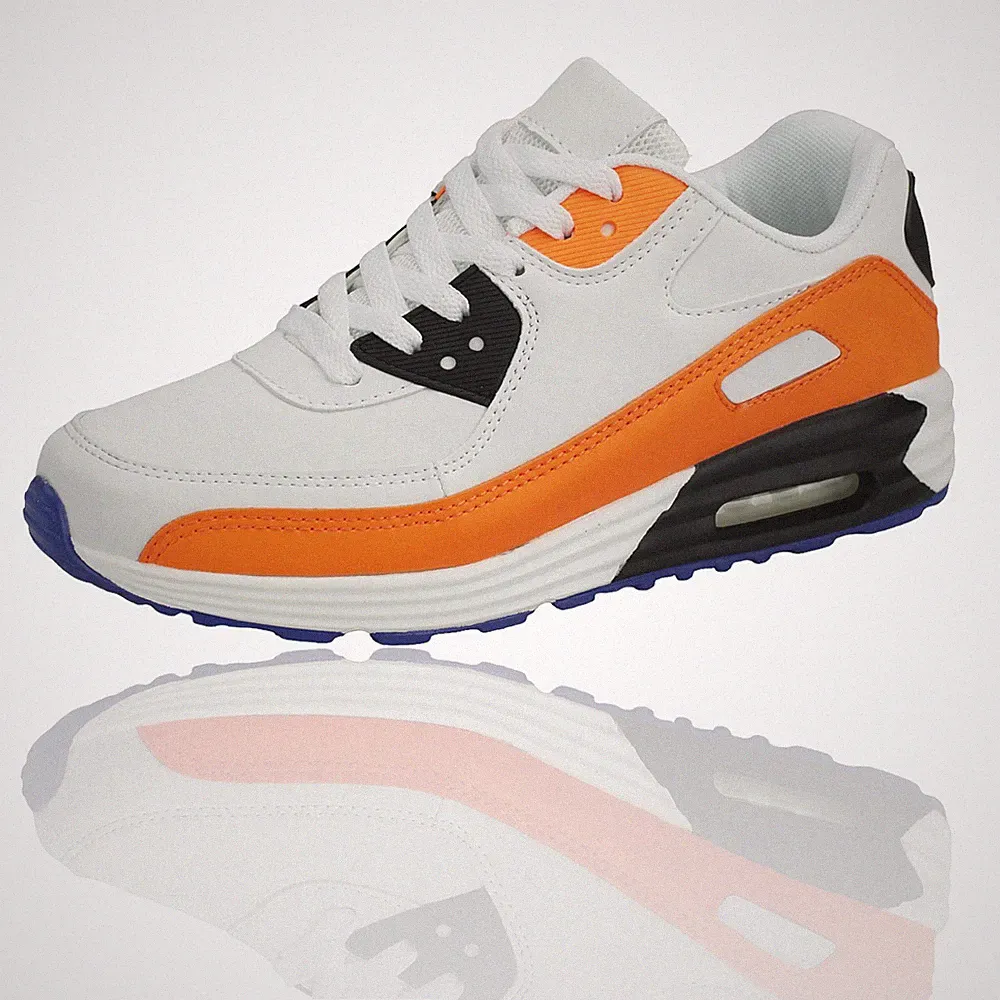 Herren Damen Sneaker Sportschuh Schnürer Turnschuh Laufschuh Orange Weiß 36-46
