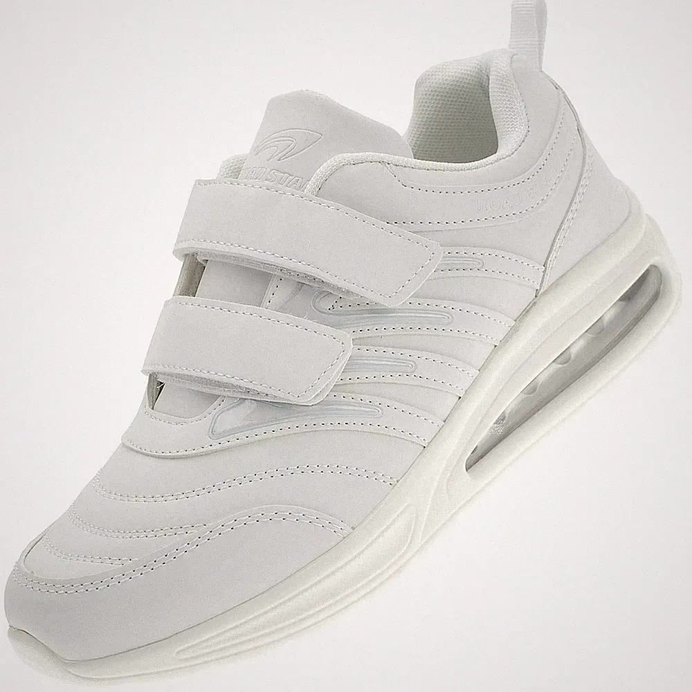 Herren Damen Sneaker Sportschuhe Turnschuhe Laufschuhe Klett Freizeitschuhe Weiß