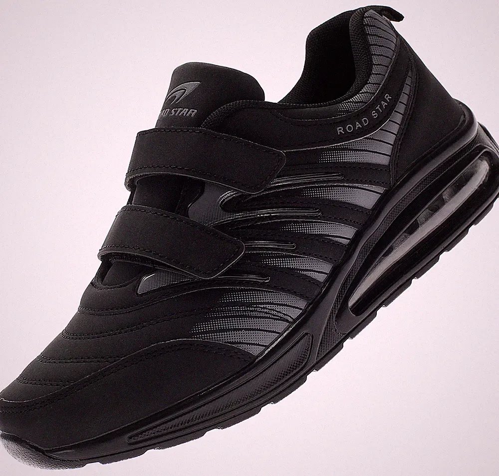 Herren Damen Sportschuhe Turnschuhe Laufschuhe Sneaker Klettverschluss Schwarz
