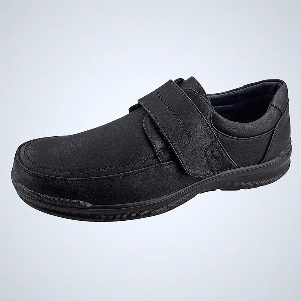 Herren Halbschuhe Klettverschluss Slipper Mokassins Schlupfschuhe Schwarz 40-46