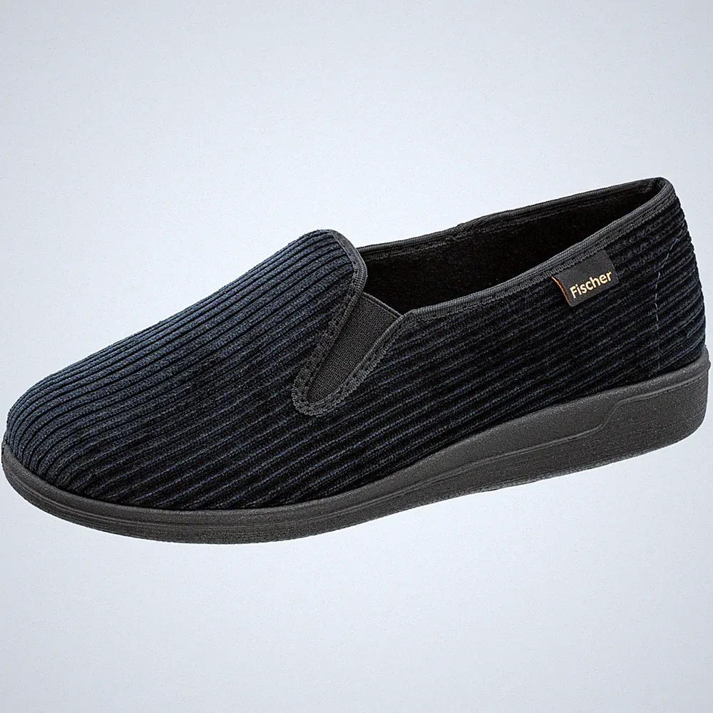 Herren Hausschuhe Blau Weiches Fußbett Flexible Laufsohle Fischer Größe 43 EU