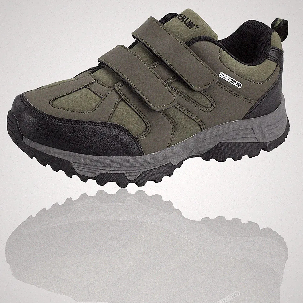 Herren Klettschuhe Trekkingschuhe Halbschuhe Klettverschluss Sneaker Khaki 41-46