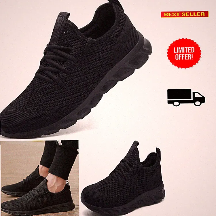 Herren Laufschuhe Schwarz 46 leicht atmungsaktiv rutschfest Dämpfung Fitness