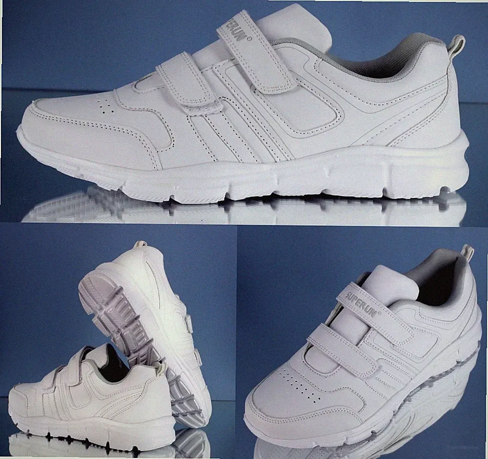 Herren Laufschuhe weiß Sneakers Klettverschluss Jogging Sport Schuhe Fitness neu