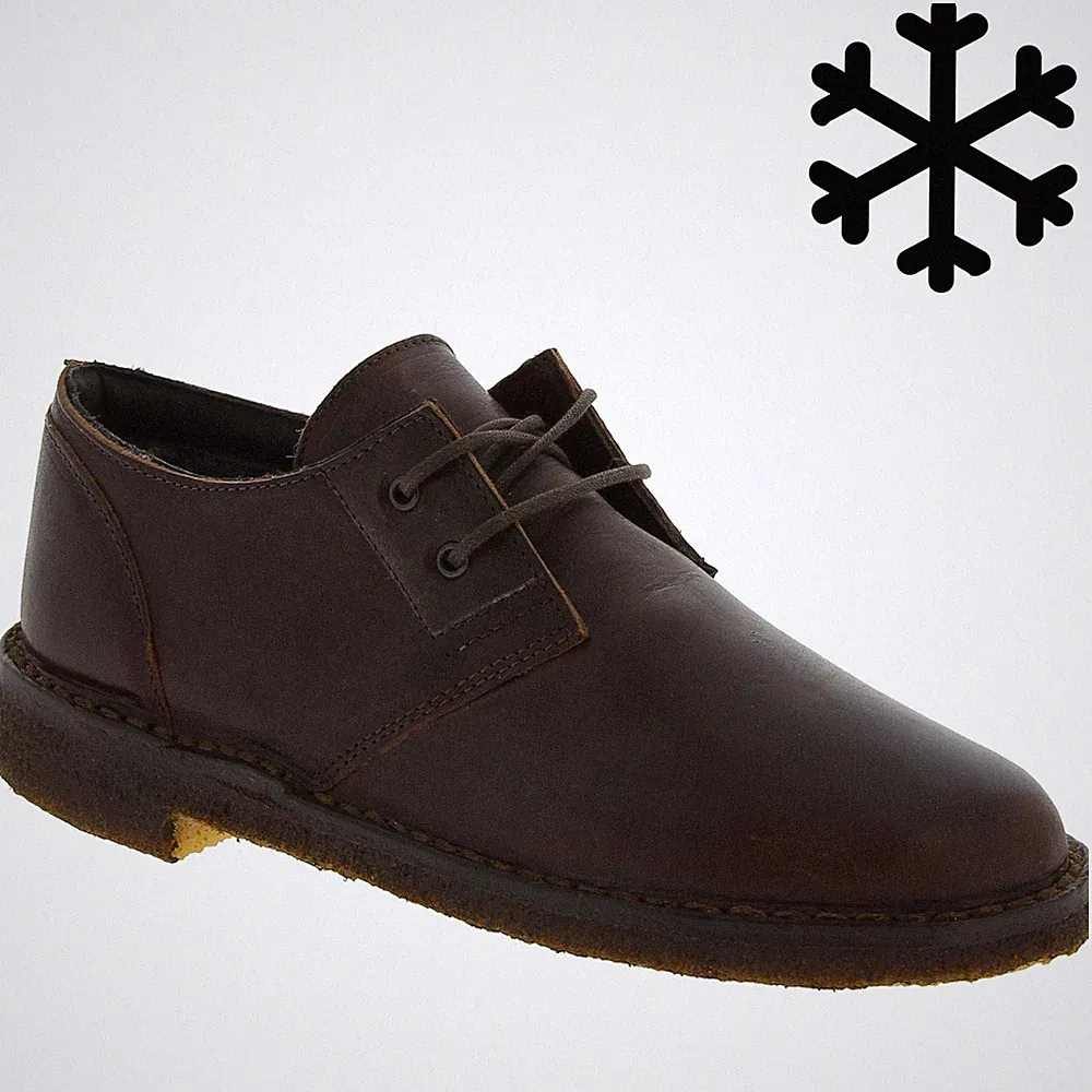 Herren Leder Halbschuhe dunkelbraun mit Winterfutter Lederfutter