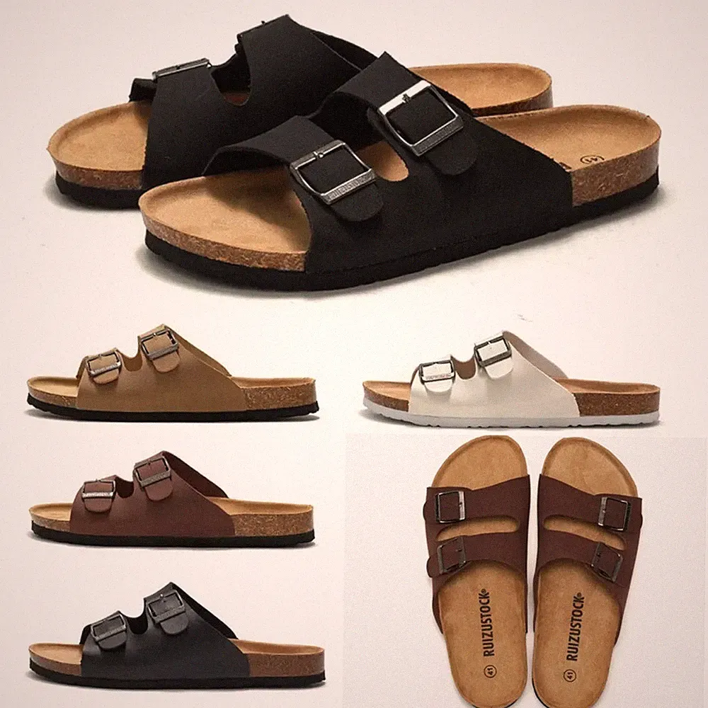Herren Pantoletten Schuhe Hauslatschen Korksohle Hausschlappen Damen Gemütliche