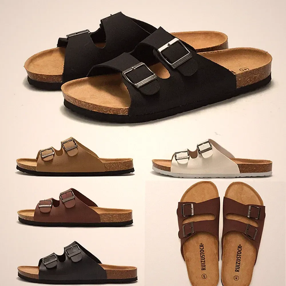Herren Pantoletten Schuhe Hauslatschen Korksohle Hausschlappen Damen Gemütliche