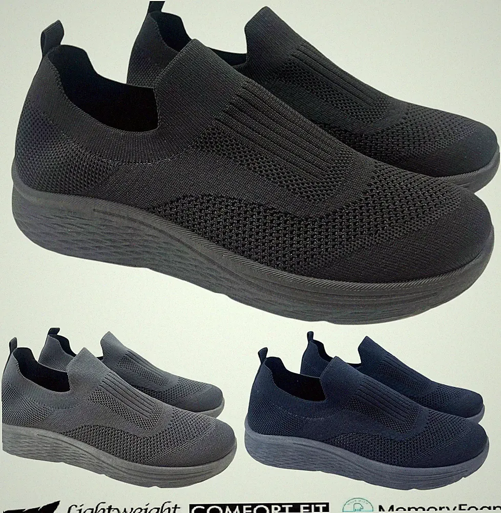 HERREN SLIP ON WALK SPORT LAUF PUMPS FREIZEIT LEICHT KOMFORT SNEAKER SCHUHE