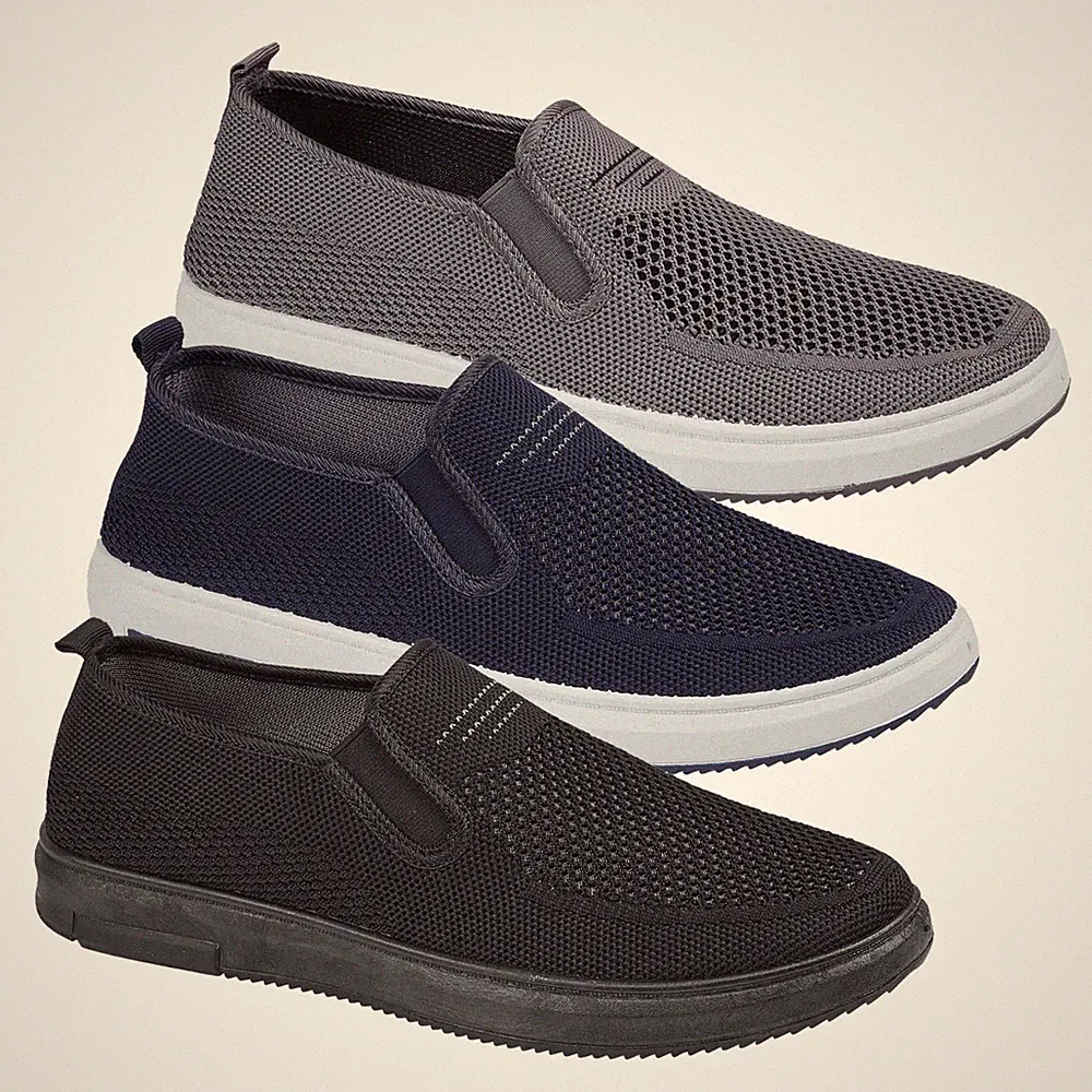 Herren Slipper Turnschuhe Doppelzwickel Komfort Wanderschuhe Leicht Halbschuhe Größe