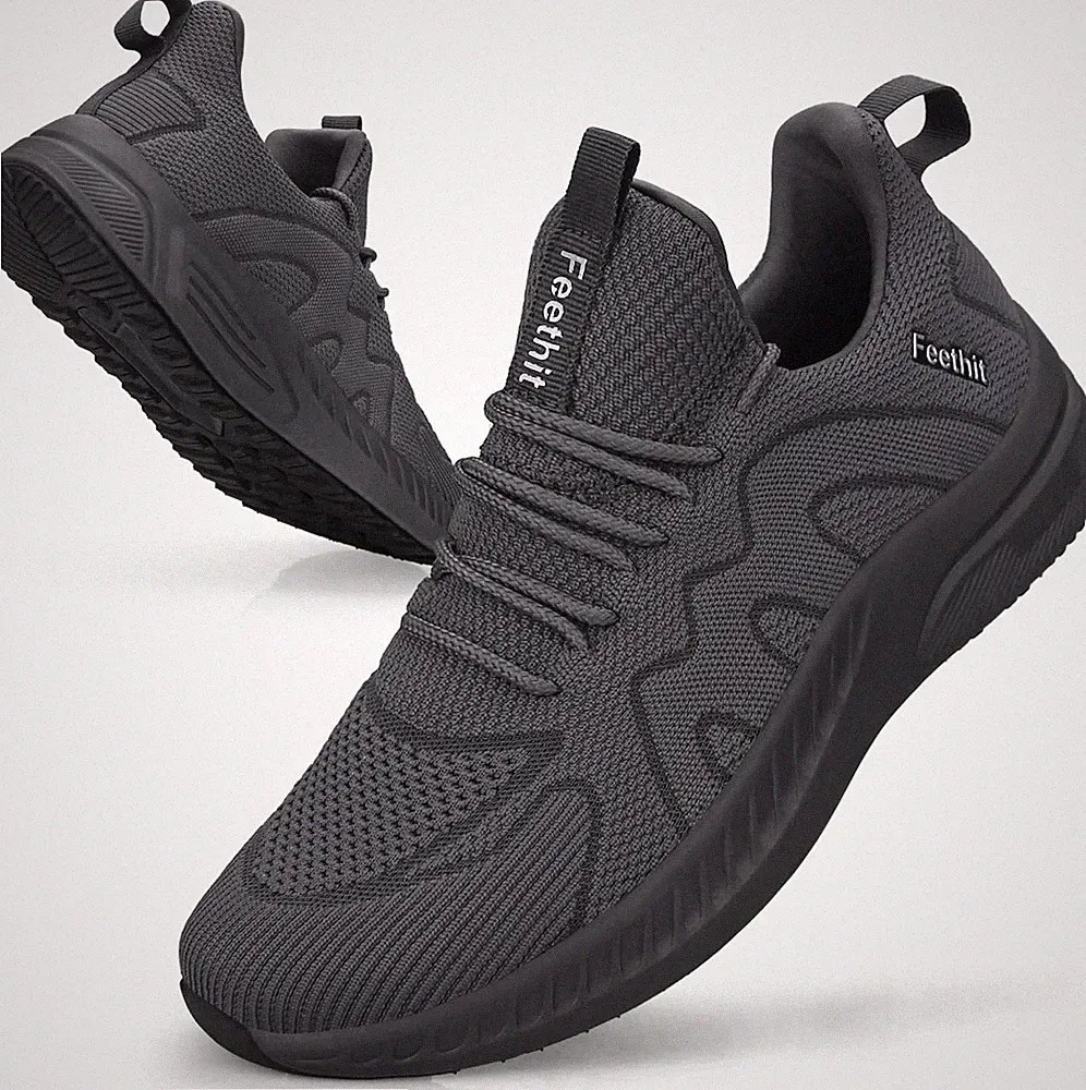 Herren Sneaker Laufschuhe Dunkelgrau Atmungsaktiv Leicht Rutschfest 45