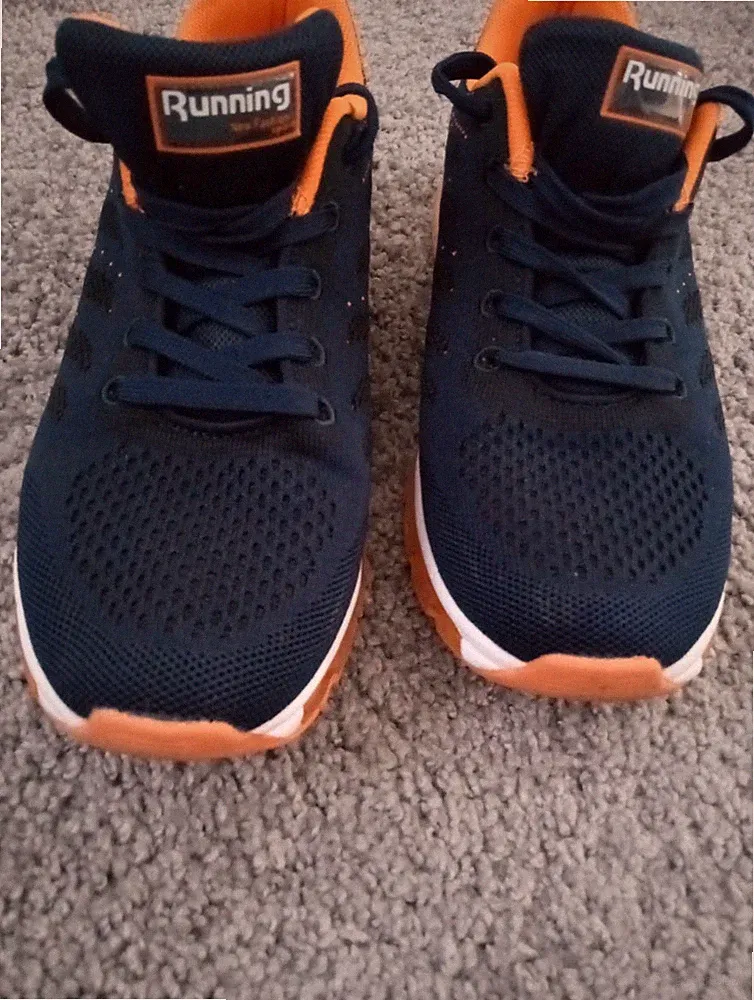 Herren Sneaker Sportschuh Low Top atmungsaktiv Blau/Orange EU 42 Schnürung