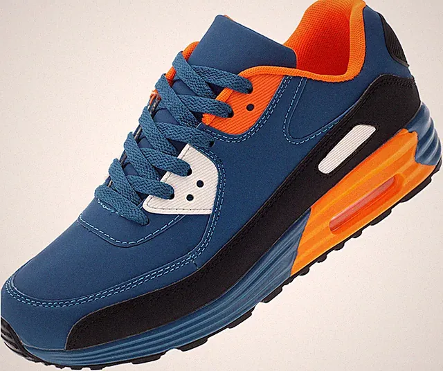 Herren Sneaker Übergröße Sportschuhe Laufschuhe Schnürsneaker Blau-Orange 47-50