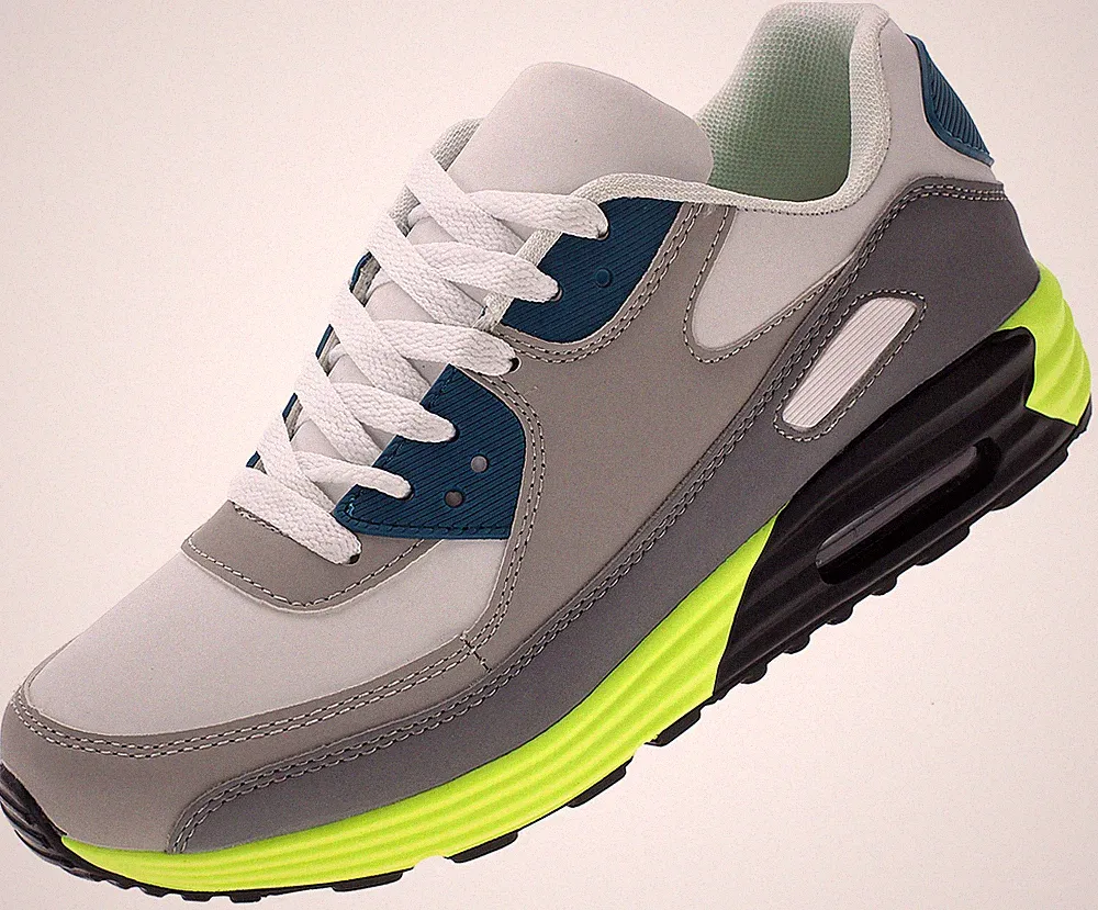 Herren Sneaker Übergröße Sportschuhe Laufschuhe Schnürsneaker Grau-Grün 47-50