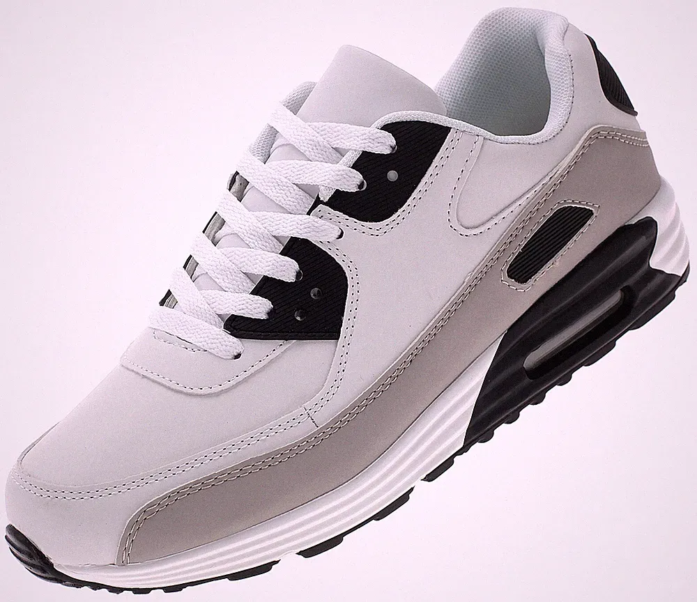 Herren Sneaker Übergröße Sportschuhe Laufschuhe Schnürsneaker Grau-Weiß 47-50
