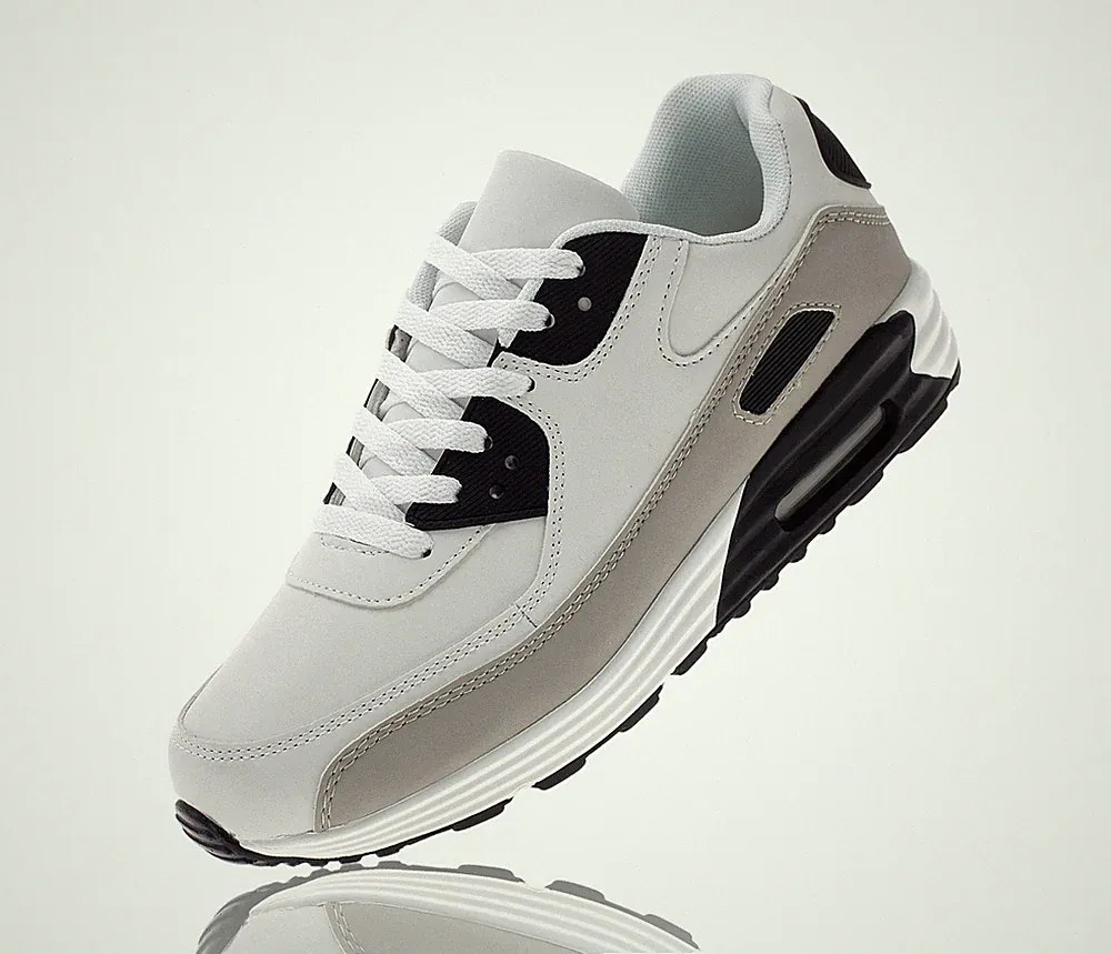 Herren Sneaker Übergröße Sportschuhe Laufschuhe Schnürsneaker Grau-Weiß 47-50