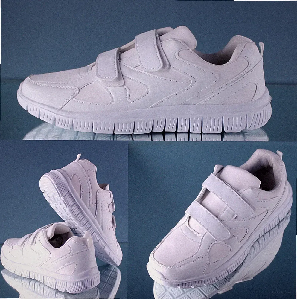 Herren Sportschuhe weiß Sneakers Klettverschluss Jogging Laufschuhe Fitness