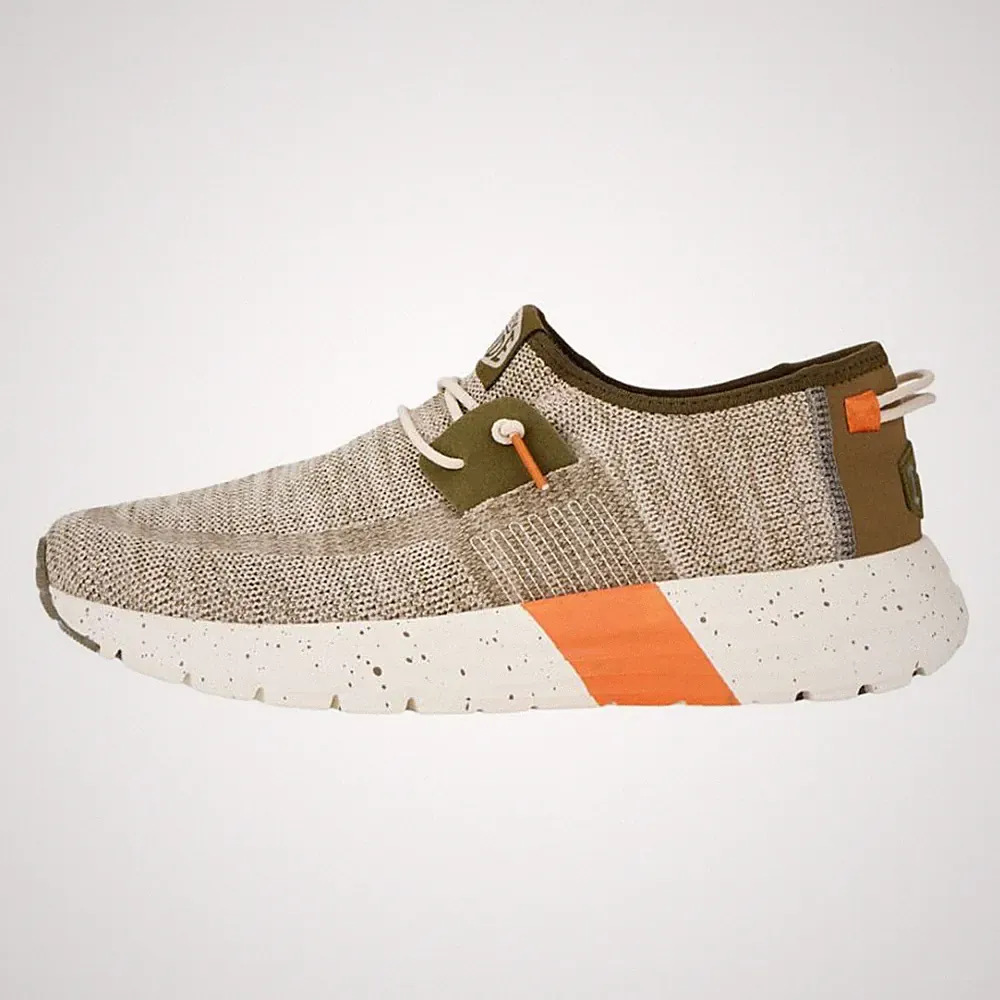 Hey Dude Scirocco Sport Mode Herren Sneaker Laufschuhe Stoff Beige Olive Tie-dye