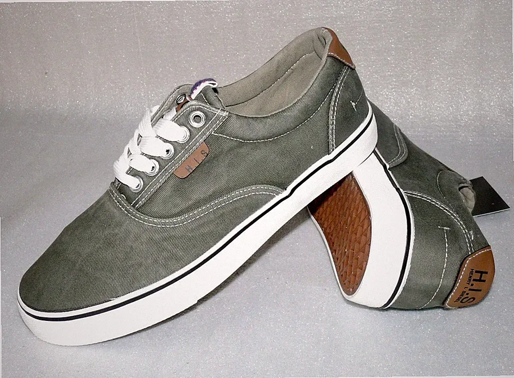 HIS 47564940 Canvas Schuhe Sport Freizeit Sneaker Boots Gr. 41 Khaki Washed Weiß