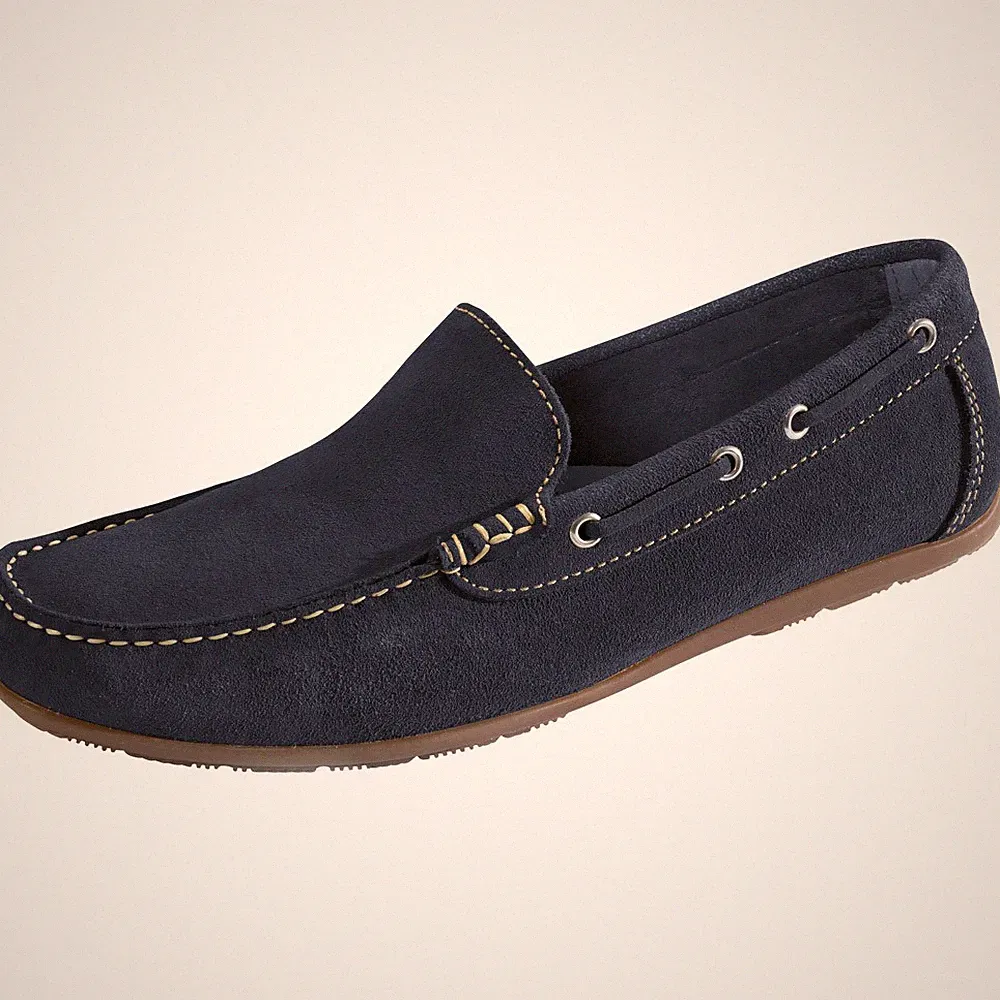 Hochwertiger G'Feld Herren Slipper Mokassin Autofahrerslipper Veloursleder
