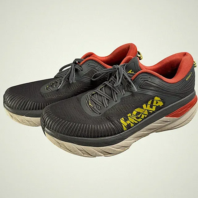 Hoka Bondi 7 Mens 11.5 - 2E Wide Running Walking Shoes Black Red w/ New Insole