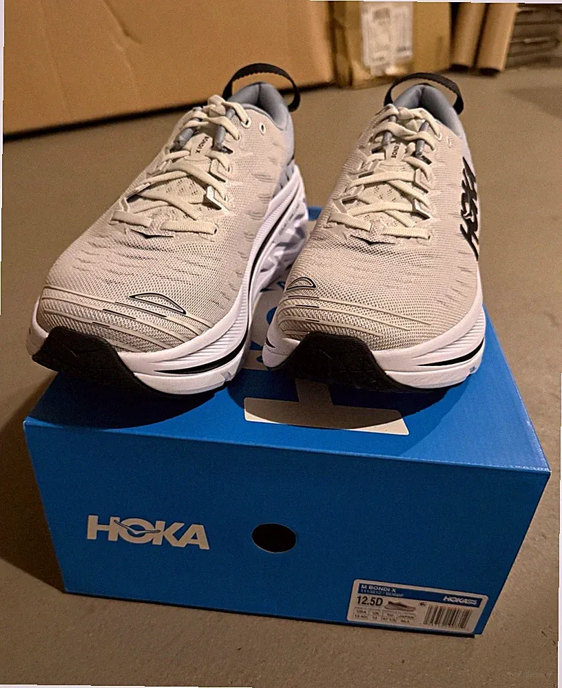 HOKA Bondi X Herren Laufschuhe in 47 Grau/Weiß/Schwarz Mesh