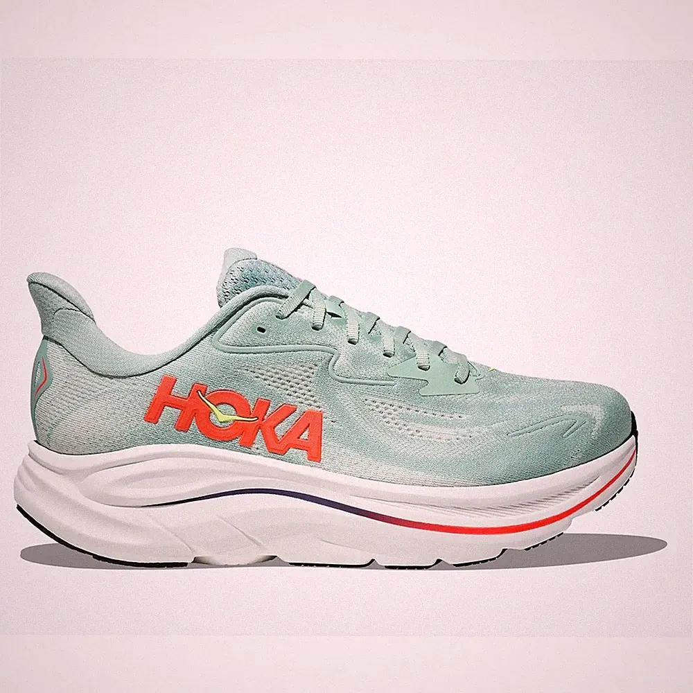 Hoka Clifton 10 Men sage neon flame Laufschuhe Joggingschuhe Herren