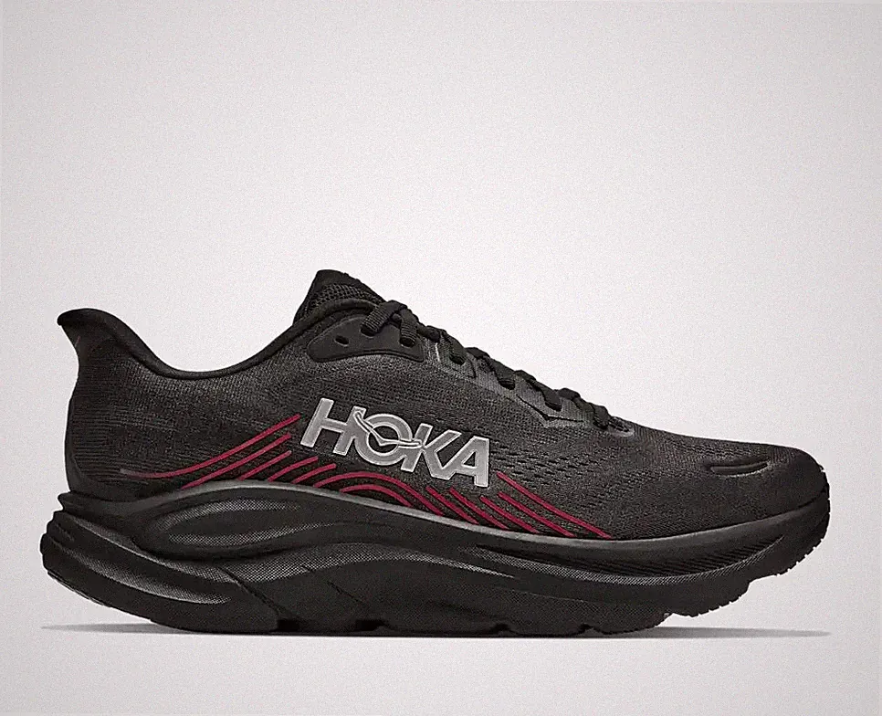 HOKA Clifton 11 Herren Laufschuhe Sneaker Schwarz Rot Alle Größen
