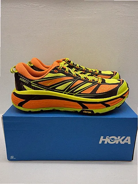 Hoka Mafate Speed 2 Orange Gelb Laufschuhe UK8 Brandneu mit Karton