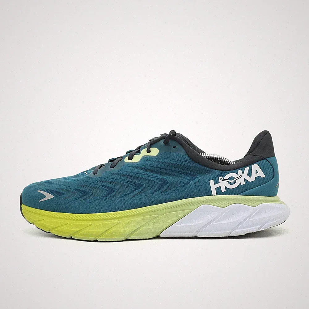 Hoka One Herren Arahi 6 Schuhe Blau Gelb Textil Mesh Low Leicht Laufschuh EU 46