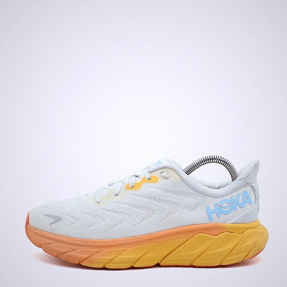Hoka One Herren Arahi 6 Sportschuh Weiß/Gelb/Orange Mesh Laufschuhe EU 40 2/3