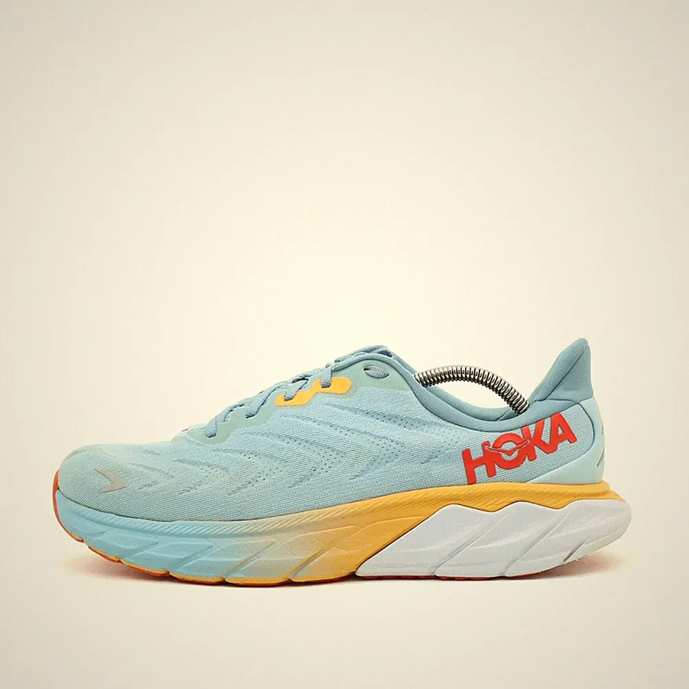 Hoka One Herren Arahi 6 Sportschuhe Blau/Gelb/Orange Mesh Laufschuhe EU 43 1/3