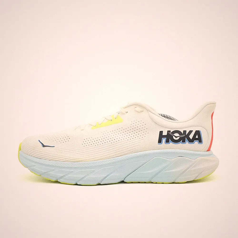 Hoka One Herren Arahi 7 Wide Sneaker Weiß/Blau/Gelb Leicht Laufschuh EU 44⅔