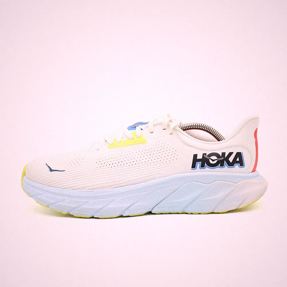 Hoka One Herren Arahi 7 Wide Sportschuhe Weiß/Blau/Gelb Laufschuhe EU 43 1/3