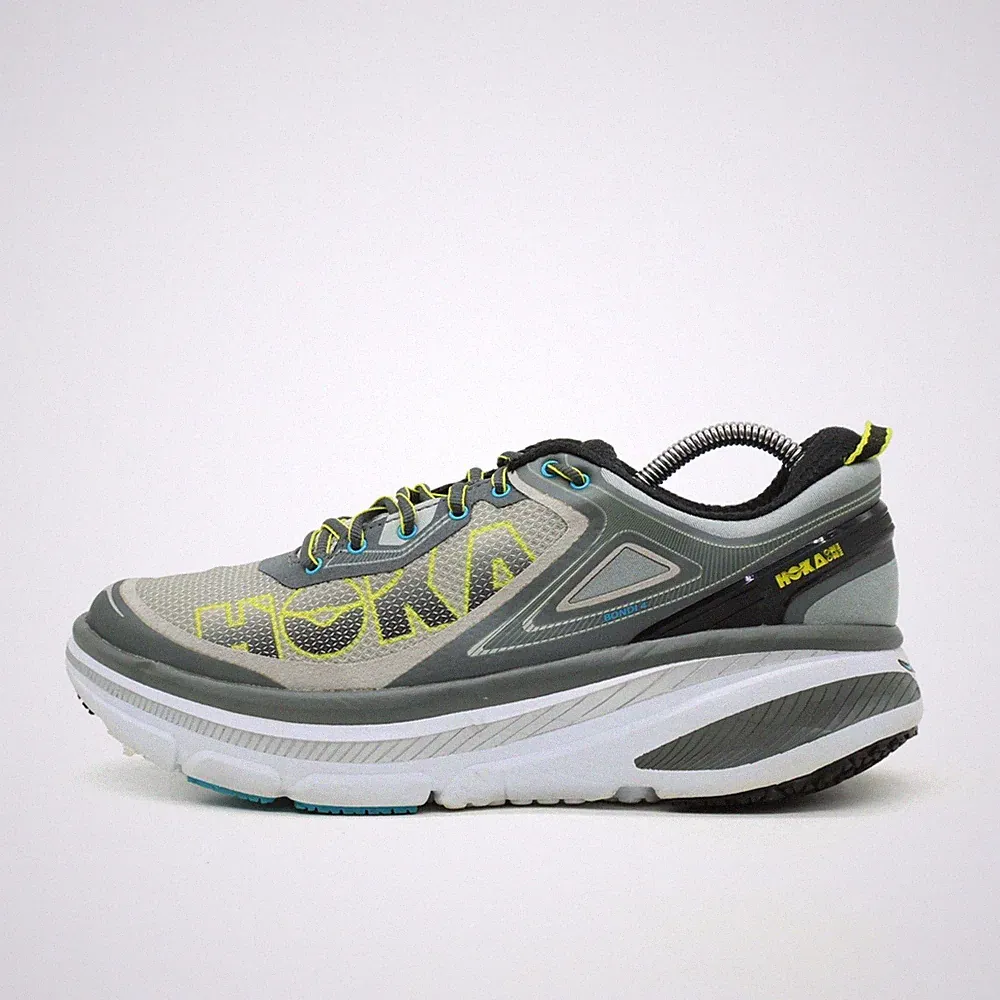 Hoka One Herren Bondi 4 Sportschuhe Grau Gelb Leichtgewicht Laufschuhe EU 44