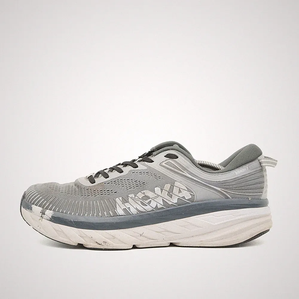 Hoka One Herren Bondi 7 Laufschuh Grau Mesh Low-Top Laufschuhe EU 47 1/3