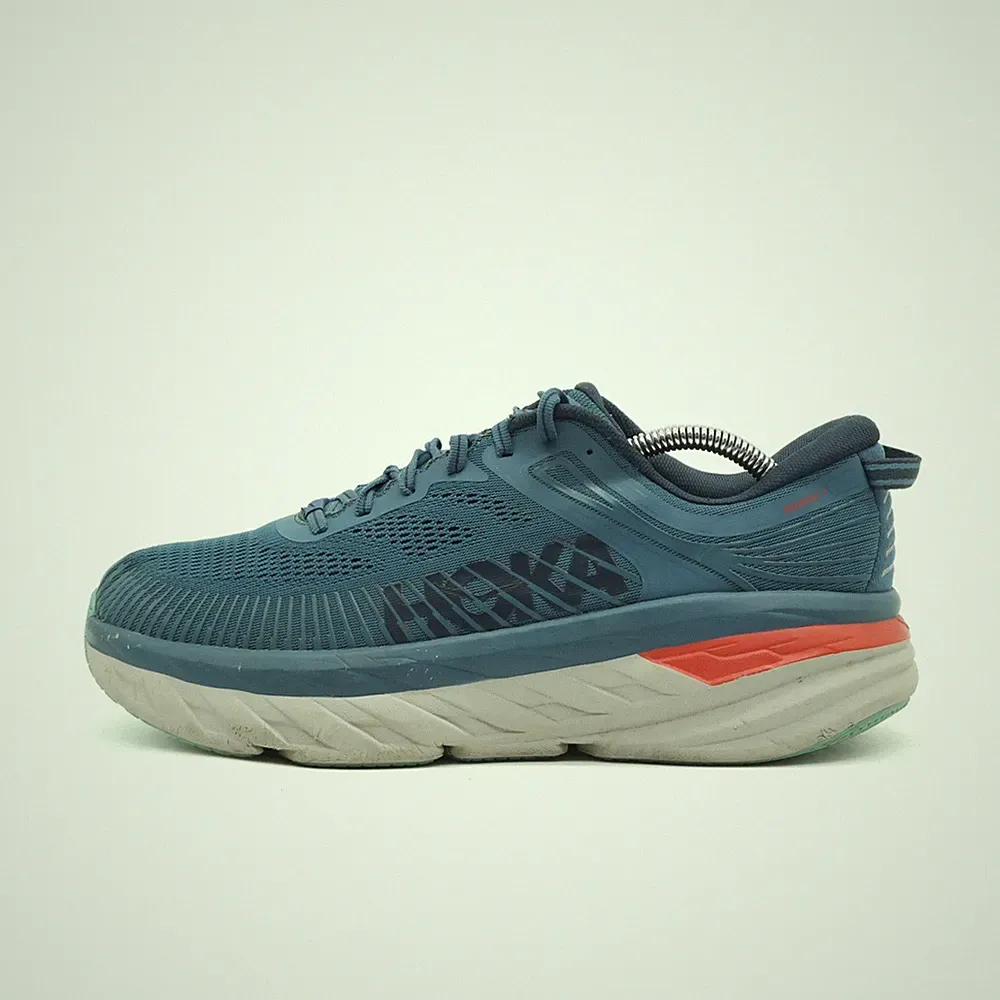 Hoka One Herren Bondi 7 Schuhe Blau Mesh Low-Top Maximale Laufschuh EU 43 1/3