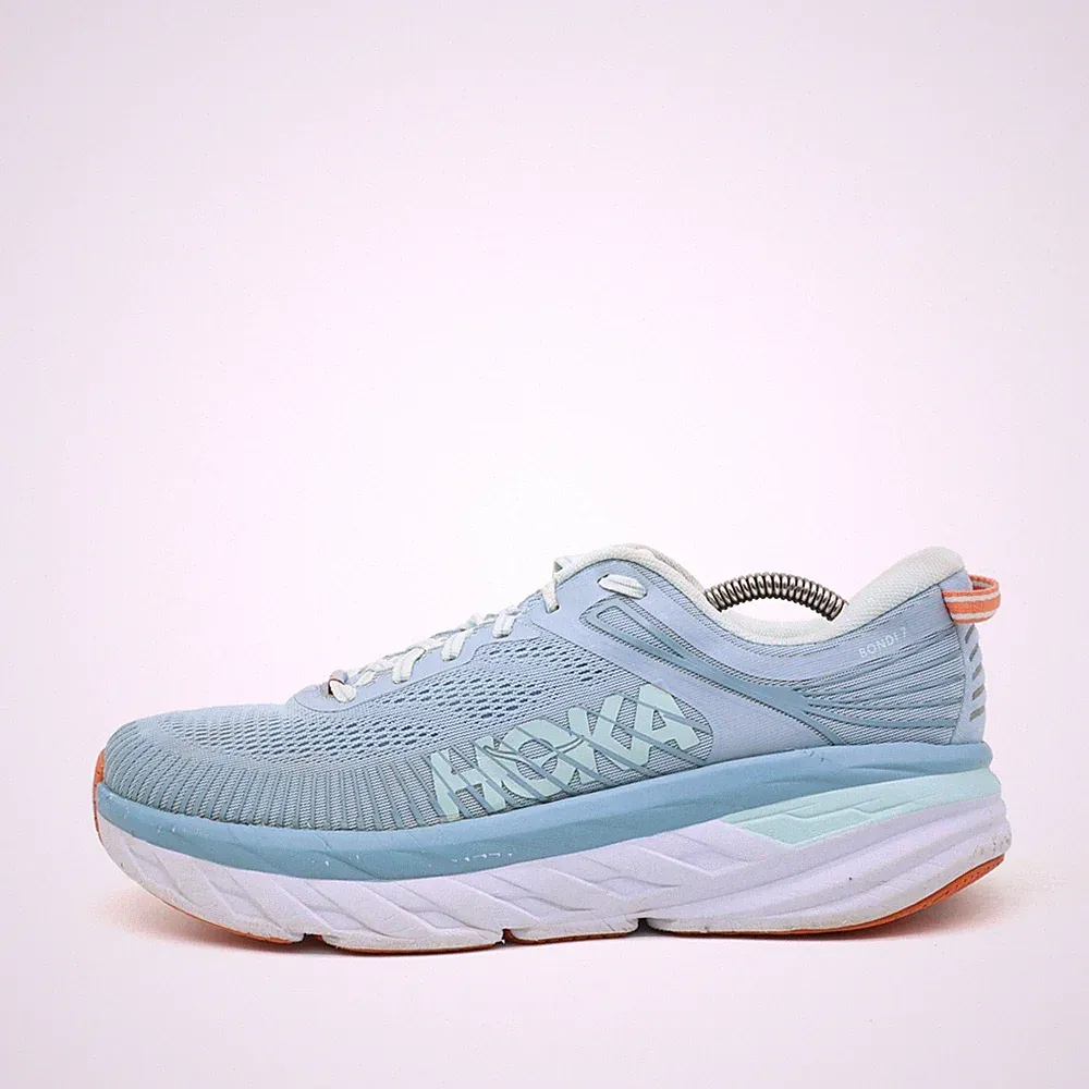 Hoka One Herren Bondi 7 Sneaker Blau Mesh Low-Top Dämpfung Laufschuhe EU 44